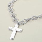 Hammered Metal Cross Chunky Chain Necklace | Bold Textured Statement Cross Pendant | Modern Religious Gift
