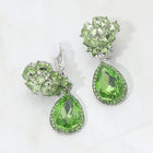 Flower Crystal Teardrop Dangle Clip On Earrings | Elegant Non Pierced Bridal Statement Drop Jewelry