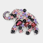 Stone Embellished Elephant Brooch Pin – Crystal Lucky Elephant Lapel, Vintage Animal Jewelry Gift