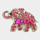 Stone Embellished Elephant Brooch Pin – Crystal Lucky Elephant Lapel, Vintage Animal Jewelry Gift