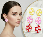 3 Pairs Flower Patterned Glitter Easter Egg Stud Earrings – Spring Jewelry & Easter Basket Gift