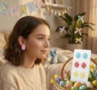 3 Pairs Flower Patterned Glitter Easter Egg Stud Earrings – Spring Jewelry & Easter Basket Gift