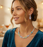 Marquise Stone Cluster Link Rhinestone Paved Evening Choker Necklace | Bridal Statement Jewelry for Wedding