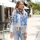 Leopard Print Oversized Fringe Scarf | Chunky Oblong Winter Wrap | long scarf