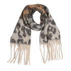 Leopard Print Oversized Fringe Scarf | Chunky Oblong Winter Wrap | long scarf