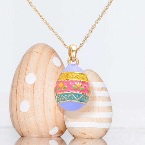 Enamel Easter Egg Pendant Necklace – Pastel Spring Jewelry, Minimal Gift for Women