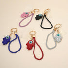 Bling Studded Evil Eye Hamsa Hand Keychain | Rhinestone Charm Bag Accessory | Phone Holder Charm