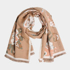 Floral Pattern Fringe Oblong Scarf | Lightweight Flower Print Fashion Wrap | Soft Boho Spring Accessory
