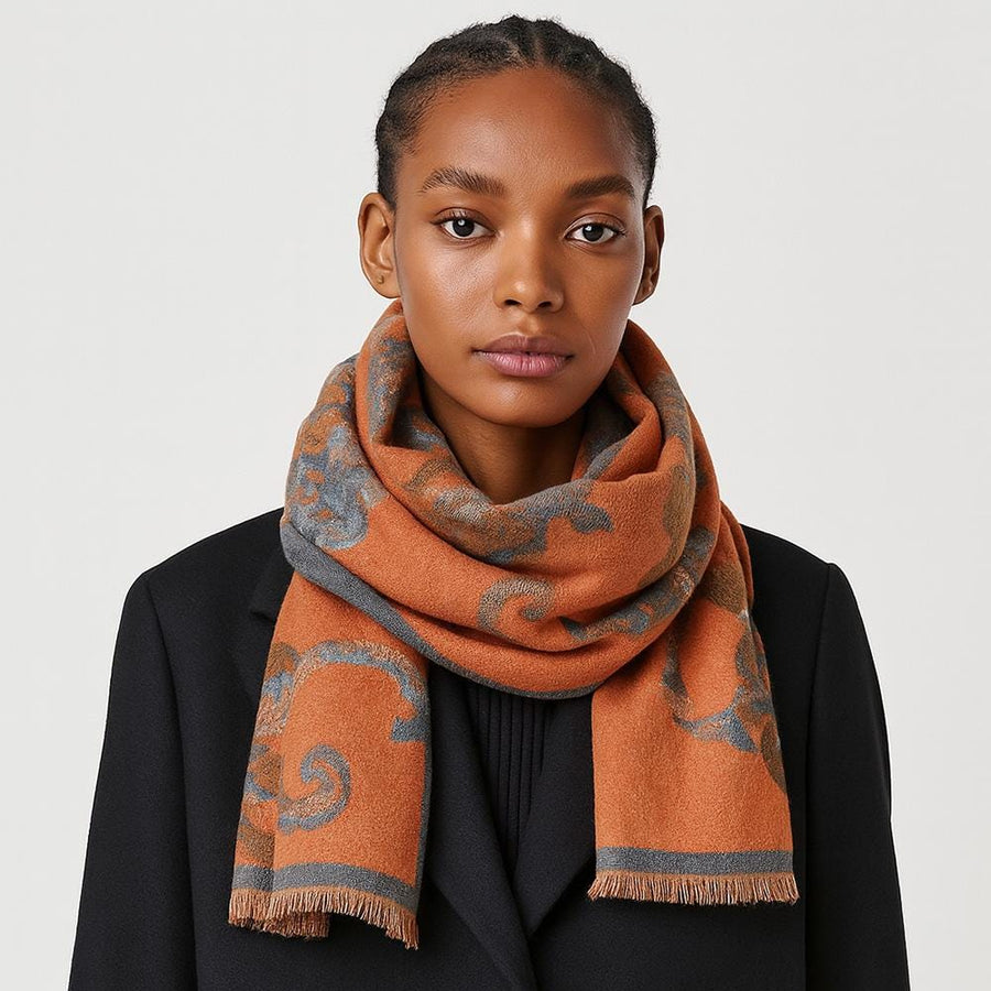 Floral Pattern Fringe Oblong Scarf | Lightweight Flower Print Fashion Wrap | Soft Boho Spring Accessory