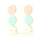 3 Pairs Flower Patterned Glitter Easter Egg Stud Earrings – Spring Jewelry & Easter Basket Gift
