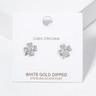Gold Dipped CZ Paved Clover Stud Earrings | Lucky Clover Minimalist Jewelry - Pack of 3