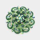 Flower Brooch Pin with Round Stone, Crystal Floral Brooch, Coat and Scarf Dress Brooches