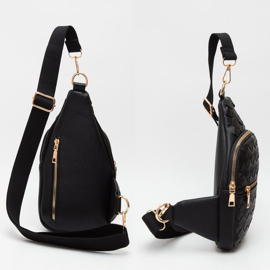 Faux Braided Leather Sling Bag
