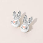 Easter Bunny Face Stud Earrings, Easter Gift Earring, Sparkly Rabbit Studs for Women Girls
