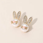 Easter Bunny Face Stud Earrings, Easter Gift Earring, Sparkly Rabbit Studs for Women Girls