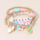 Easter Bunny Charm Beaded Bracelet Stack, Stretch Bracelets, Spring Jewelry, Easter Basket Gift