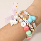 Easter Bunny Charm Beaded Bracelet Stack, Stretch Bracelets, Spring Jewelry, Easter Basket Gift