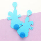 Glitter Resin Bunny Earrings with Pom Pom Tail, Spring Easter Jewelry