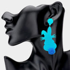 Glitter Resin Bunny Earrings with Pom Pom Tail, Spring Easter Jewelry