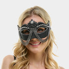 Glittered Masquerade Mask with Layered Chain Accent | Venetian Style Costume Party Mask