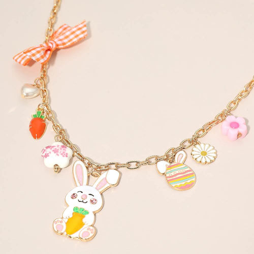 Easter Bunny Charm Necklace, Spring Holiday Jewelry, Easter Basket Stuffer