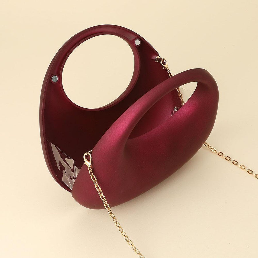 Matte Acrylic Crescent Handbag | Modern Statement Purse | Minimalist Structured Evening Bag | Trendy Party Clutch