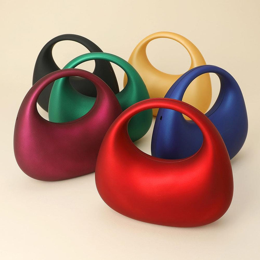 Matte Acrylic Crescent Handbag | Modern Statement Purse | Minimalist Structured Evening Bag | Trendy Party Clutch