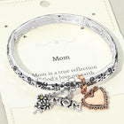 Mom Heart Flower Charm Stretch Bracelet, Mother's Day Keepsake Jewelry