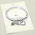 Mom Heart Flower Charm Stretch Bracelet, Mother's Day Keepsake Jewelry