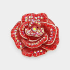 Crystal Rhinestone Rose Brooch, Stylish Floral Lapel Pin, Wedding Bridal Flower Brooch Gift