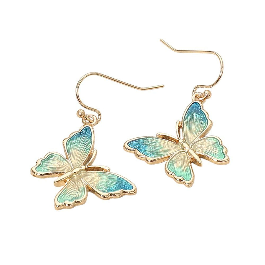 Ombre Butterfly Dangle Earrings | Colorful Gradient Statement Drop Earrings for Spring & Summer