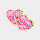 Heart Stud Earrings, Mama Message, Mother's Day Jewelry, Gift for Mom