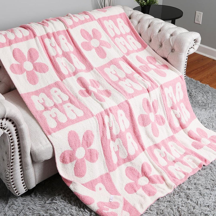 Floral MAMA Throw Blanket, Cozy Blanket as Mother’s Day Gift, Home Decor present