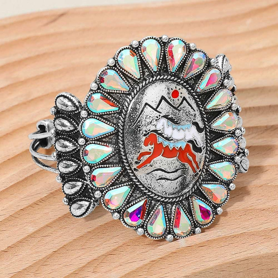 Western Horse Oval Concho Cuff Bracelet | Cowgirl Southwest Bangle | Rodeo & Country Concert Jewelry