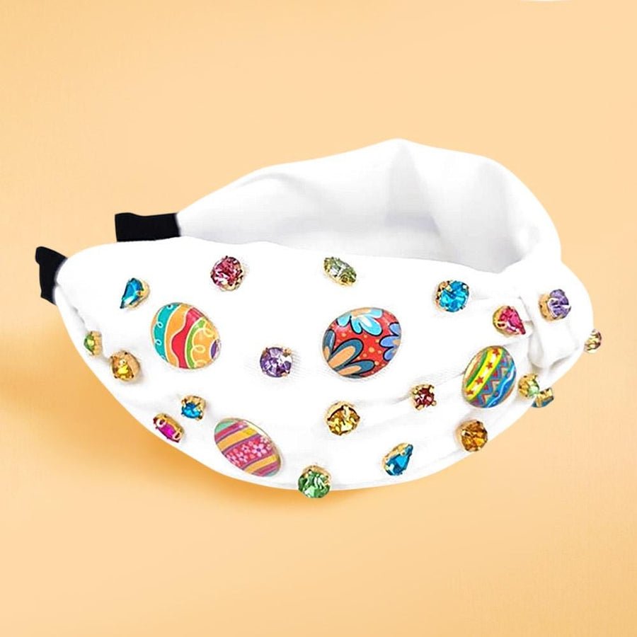 Colorful Stone Cluster Easter Knot Headband, Enamel Embellished Spring Hair Accessory