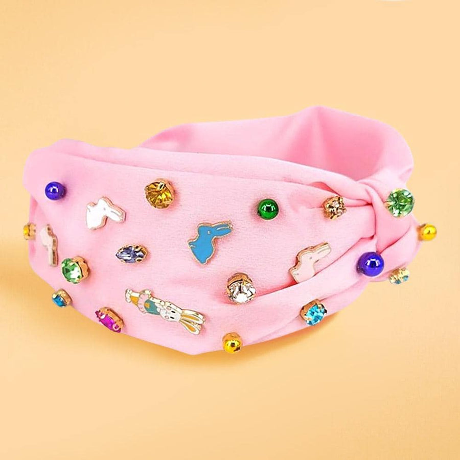 Colorful Stone Cluster Easter Knot Headband, Enamel Embellished Spring Hair Accessory