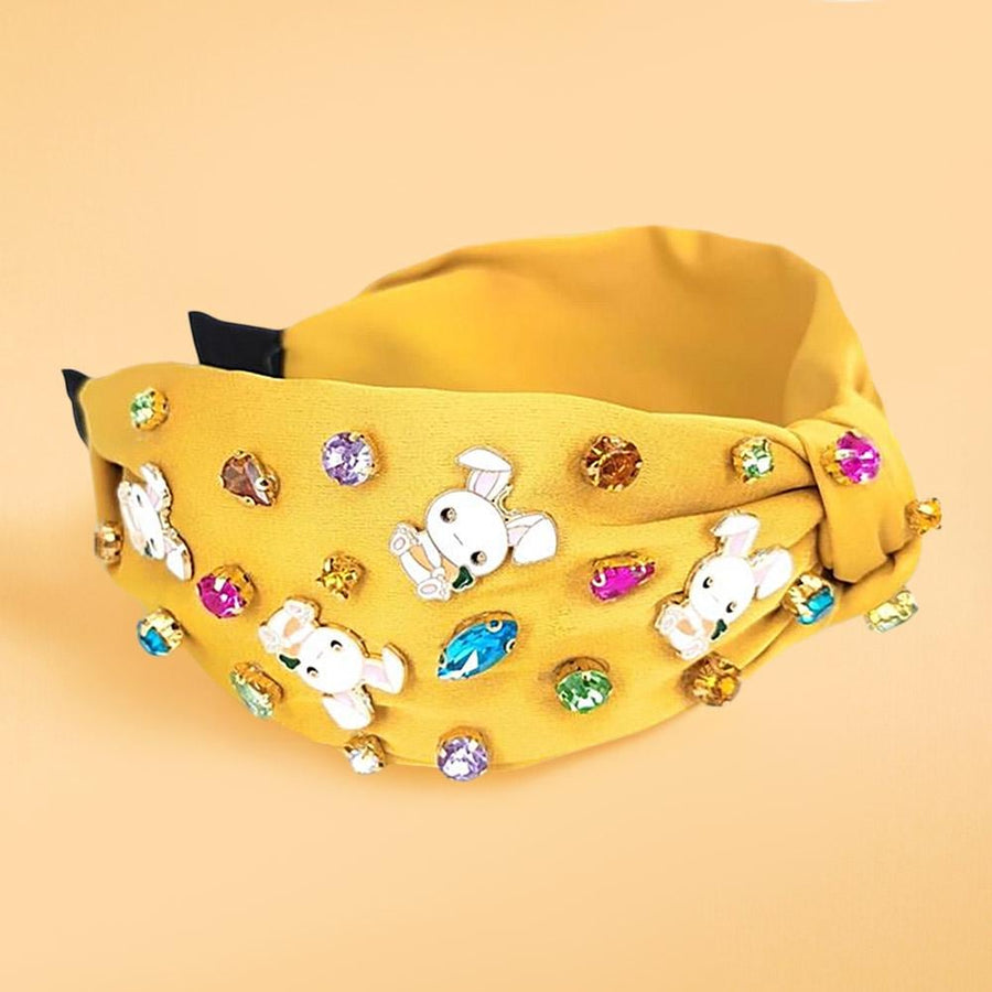 Colorful Stone Cluster Easter Knot Headband, Enamel Embellished Spring Hair Accessory