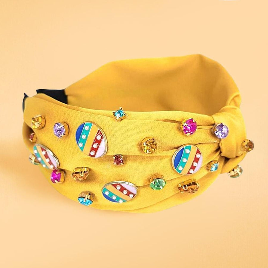 Colorful Stone Cluster Easter Knot Headband, Enamel Embellished Spring Hair Accessory