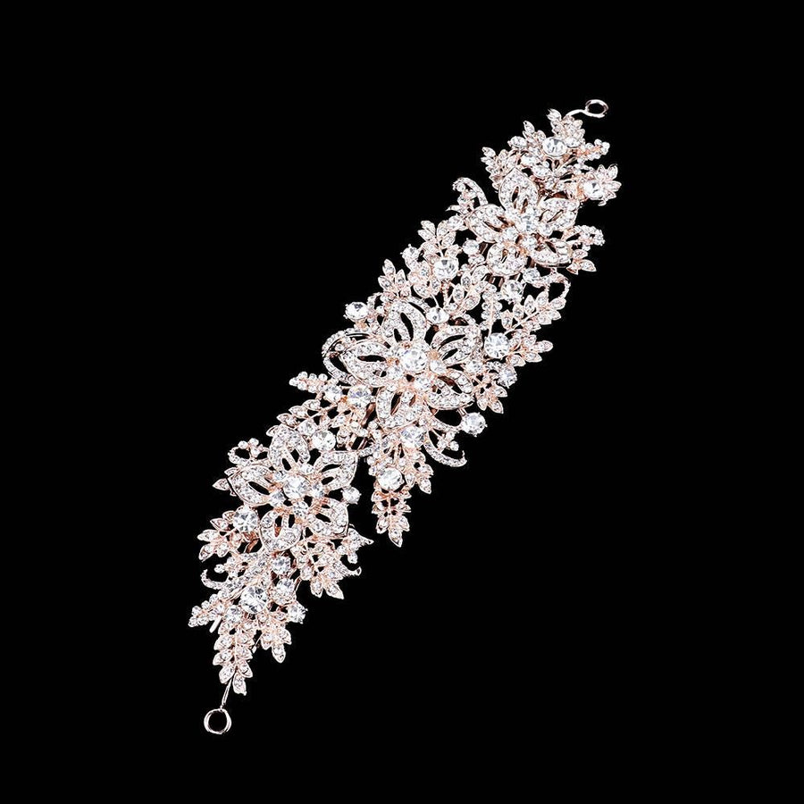 Rhinestone Floral Leaf Vine Headpiece – Crystal Headband for Wedding, Hair Accessory for Bride & Bridesmaids