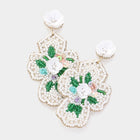 Seed Beaded Flower Cross Dangle Earrings, Boho Faith Jewelry, Christian Gift for Easter