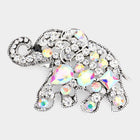 Stone Embellished Elephant Brooch Pin – Crystal Lucky Elephant Lapel, Vintage Animal Jewelry Gift