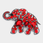 Stone Embellished Elephant Brooch Pin – Crystal Lucky Elephant Lapel, Vintage Animal Jewelry Gift