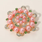 Round Crystal Pearl Flower Pin Brooch – Elegant Bridal & Wedding Lapel Pin Accessory