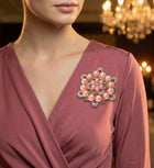 Round Crystal Pearl Flower Pin Brooch – Elegant Bridal & Wedding Lapel Pin Accessory