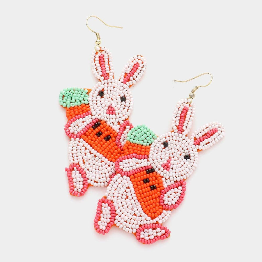 Happy Easter Beaded Egg Dangle Earrings - Statement Jewelry, Festive Easter Basket Gift for Women