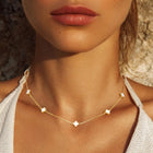 Gold Dipped Quatrefoil Station Necklace, Dainty Lucky Clover Layering Jewelry for Women