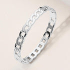Stainless Steel Chain Hinged Bangle Bracelet – Minimalist Silver Stackable Cuff Jewelry Trend