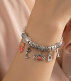 Basketball Mom Charm Multi Bead Metal Bracelet, Sports Game Day Jewelry,  Mother's Day Gift