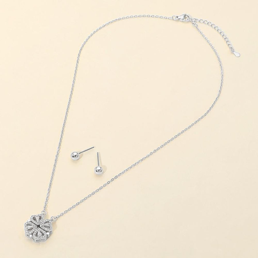Sparkly Clover Pendant Necklace Set | Lucky Four Leaf Pendant | St. Patrick’s Day Jewelry