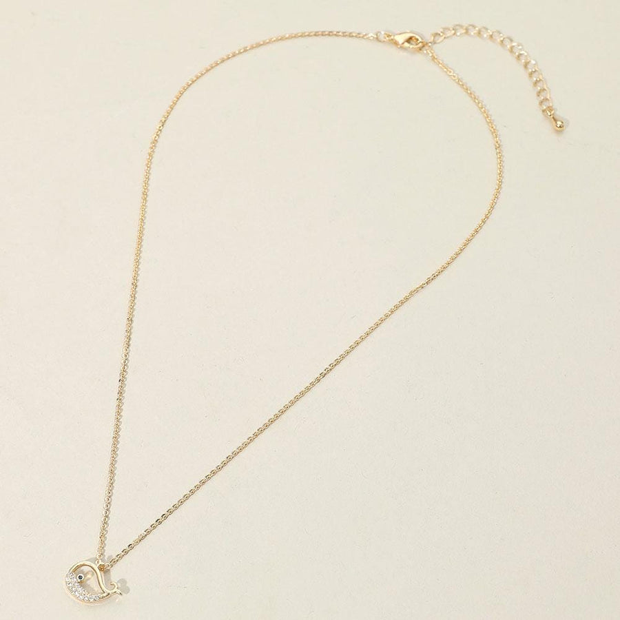 18K Gold Dipped or Silver Sparkly CZ Paved Whale Pendant Necklace | Beach Jewelry Trend